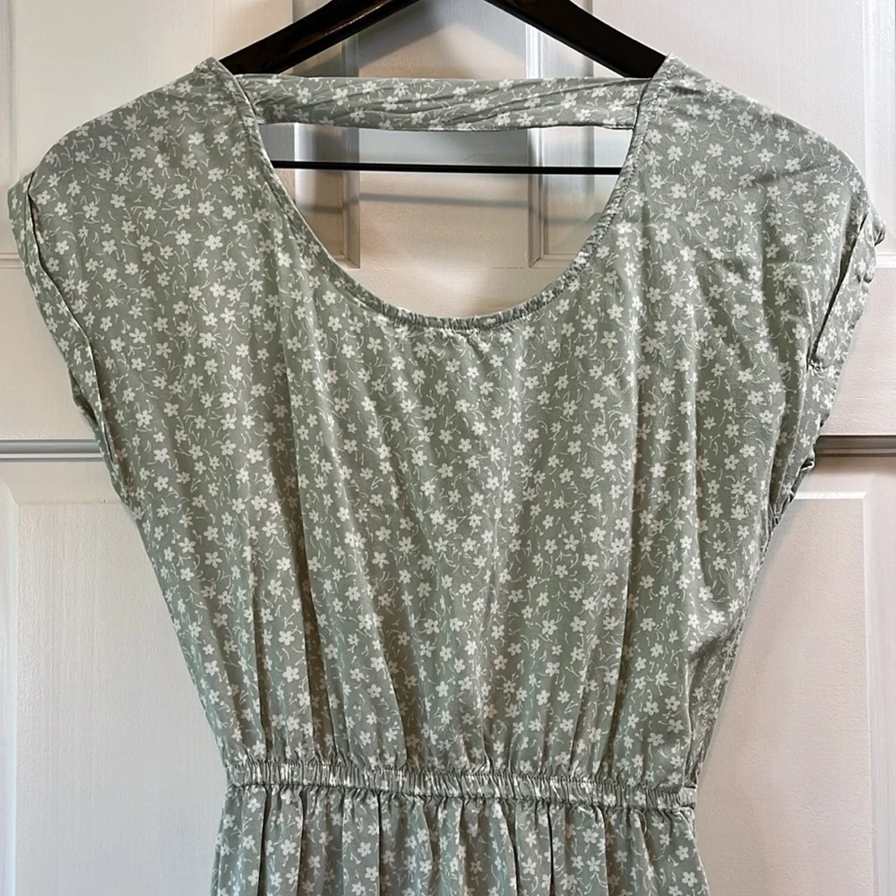 Hippie Rose Ditzy Floral Sage Mini Dress - Size XS